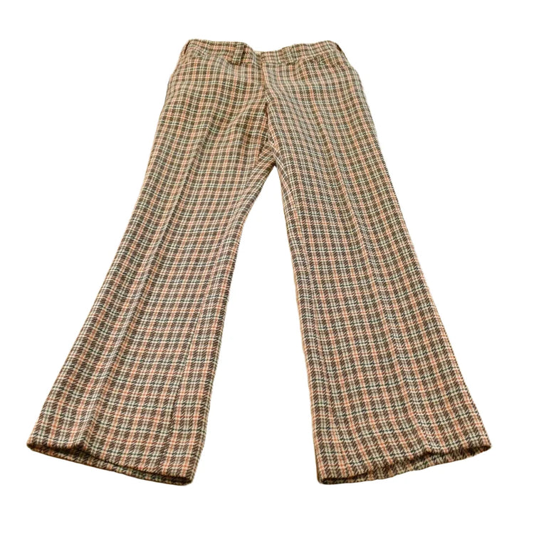 Vintage 1970s Pleated Checkered Plaid Pants Men's 30 x 30.5 from propervintagecanada