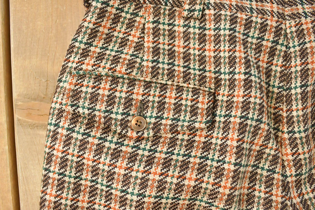 Vintage 1970s Pleated Checkered Plaid Pants Men's 30 x 30.5 from propervintagecanada