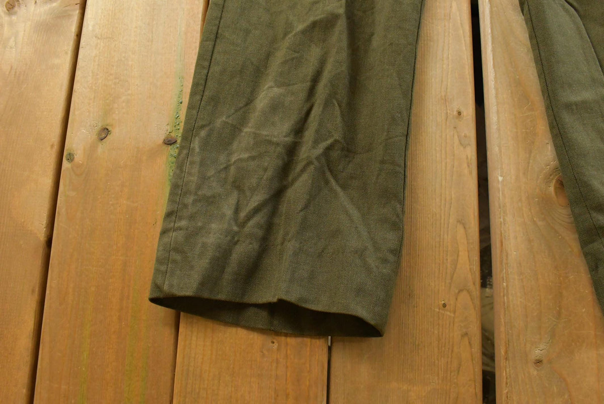 Vintage 1970s Pleated Military Wool Trousers Men's 28 x 30 from propervintagecanada