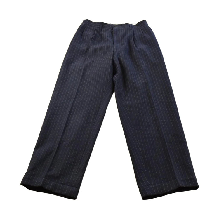 Vintage 1970s Pleated Pinstripe Trousers Men's 30 x 29.5 from propervintagecanada