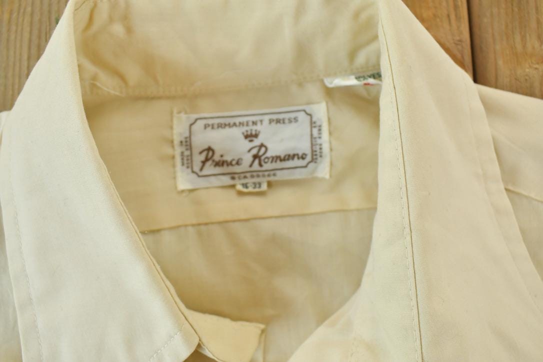 Vintage 1970s Prince Romano Button Up Dress Shirt Men's Large from propervintagecanada
