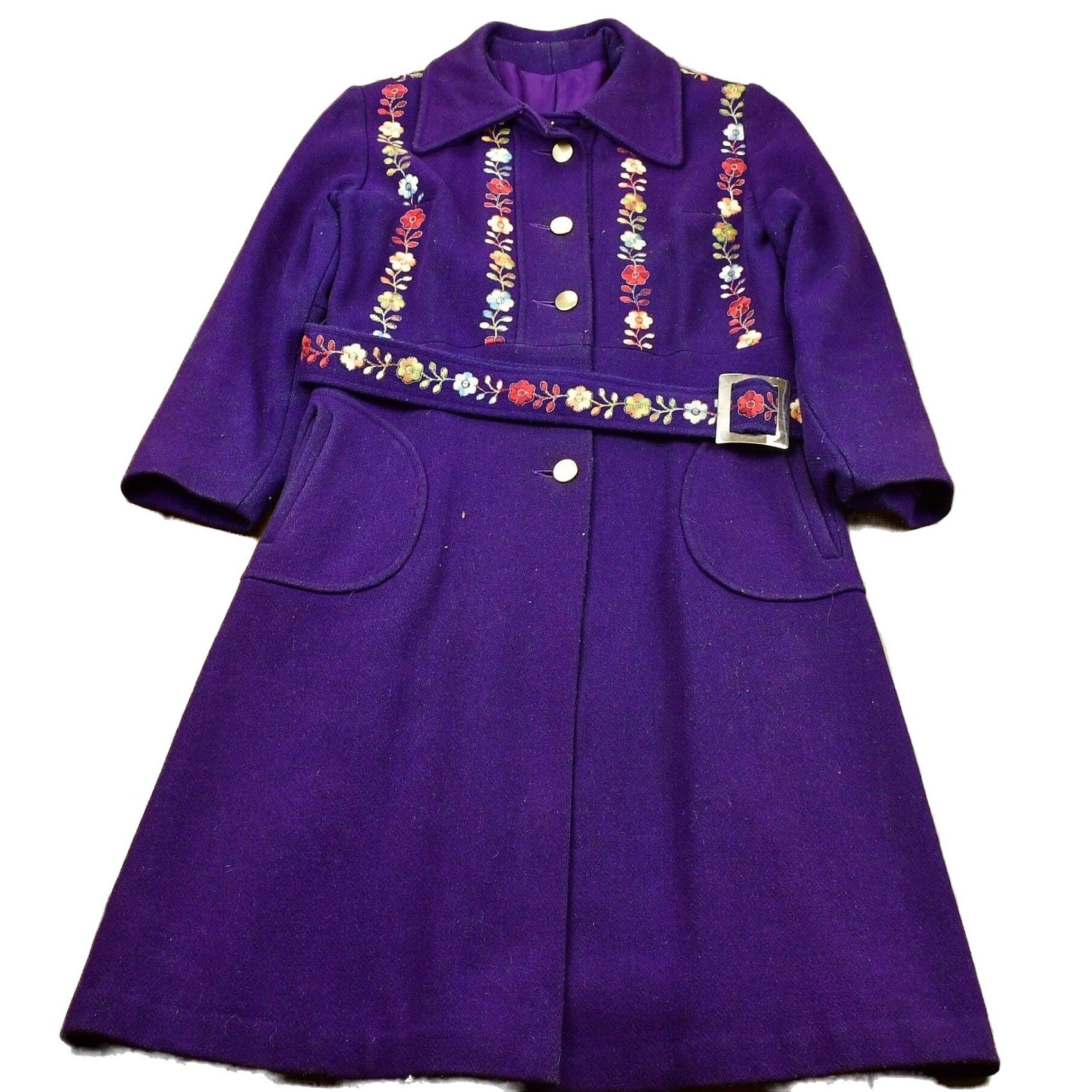 Vintage 1970s Purple Wool Overcoat Men's Small from propervintagecanada