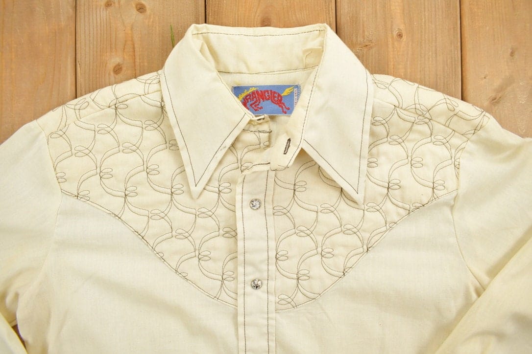 Vintage 1970s Quilted Wrangler Snap Button Shirt Men's Large from propervintagecanada