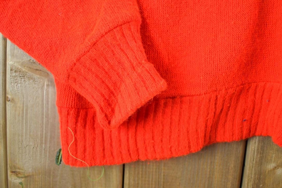 Vintage 1970s Red Knit Perfect Mild Distress Cardigan Sweater Men's Small from propervintagecanada