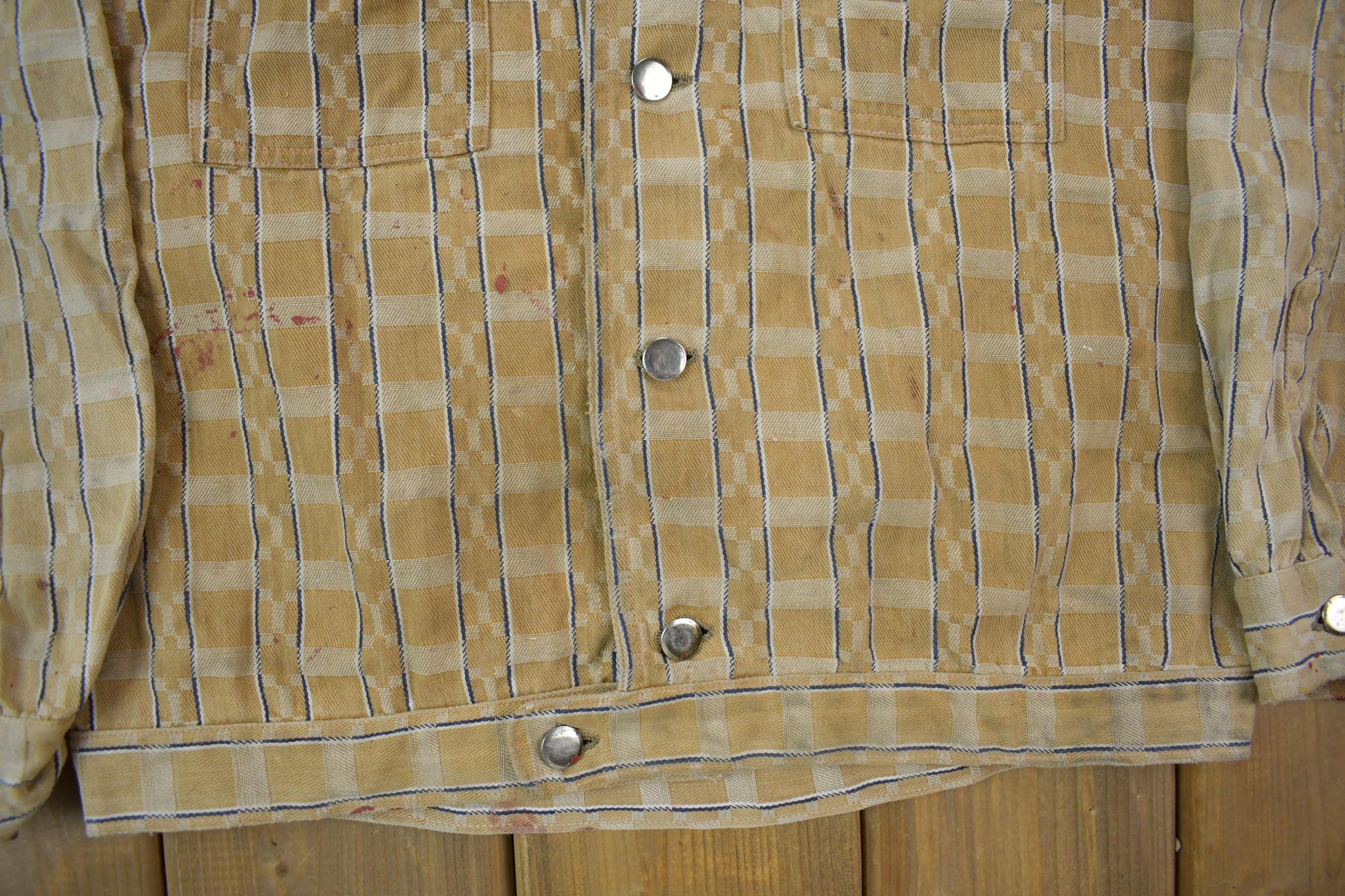 Vintage 1970s Rhinoceros Plaid Button Down Light Jacket Men's S from propervintagecanada