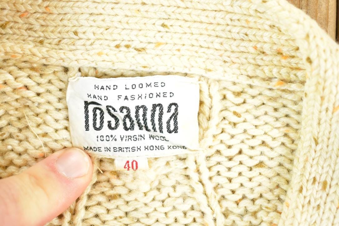 Vintage 1970s Roseanna 100% Virgin Wool Cable Knit Sweater Womens S