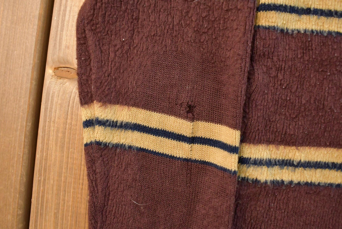 Vintage 1970s Saturdays Knit Striped Long Sleeve Polo Shirt Men's Small from propervintagecanada