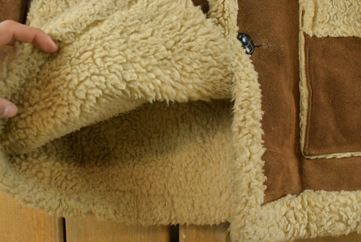 Vintage 1970s Schott NYC Rancher Suede Shearling Fur Leather Jacket Men's 40 from propervintagecanada