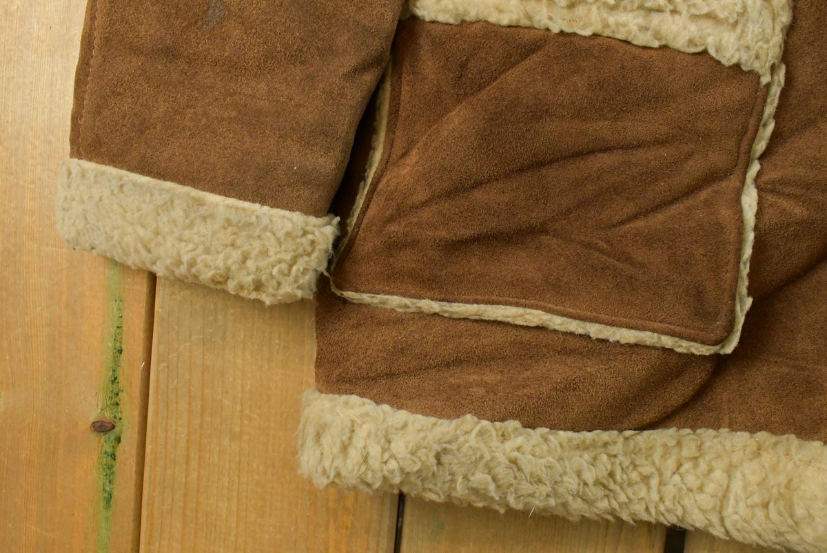 Vintage 1970s Schott NYC Rancher Suede Shearling Fur Leather Jacket Men's 40 from propervintagecanada