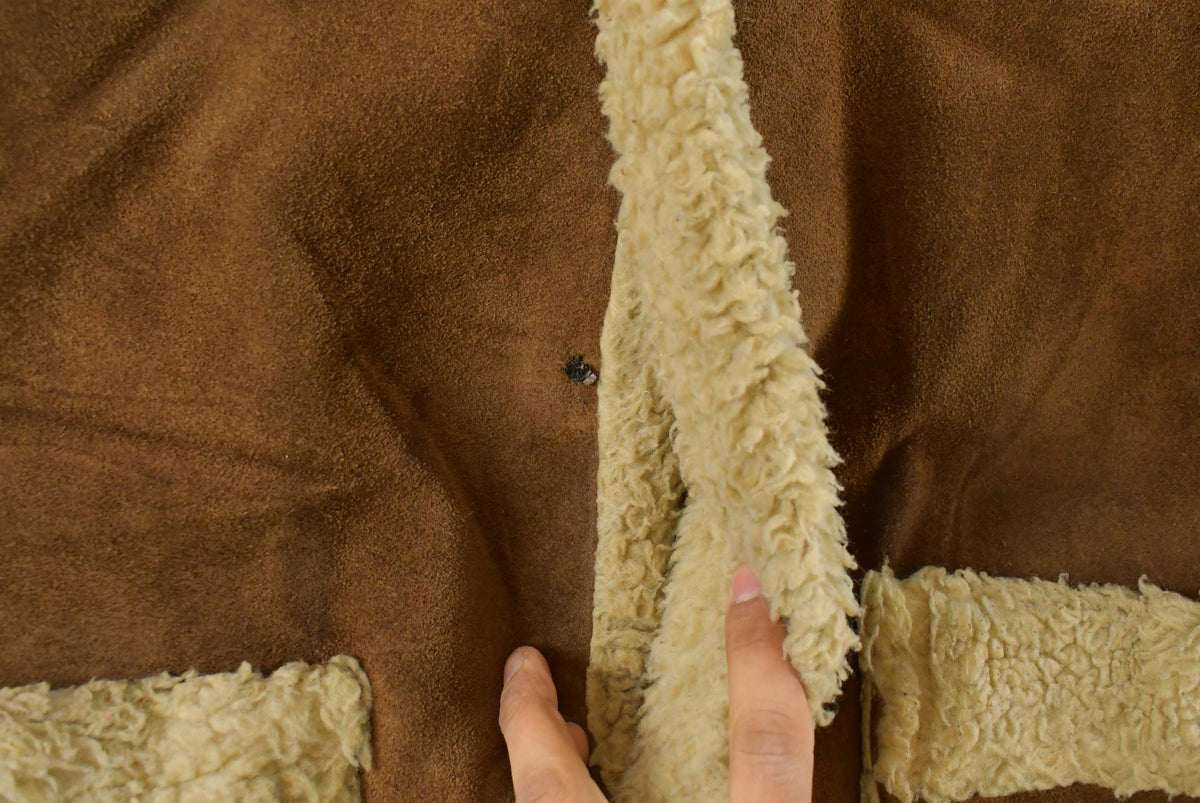Vintage 1970s Schott NYC Rancher Suede Shearling Fur Leather Jacket Men's 40 from propervintagecanada