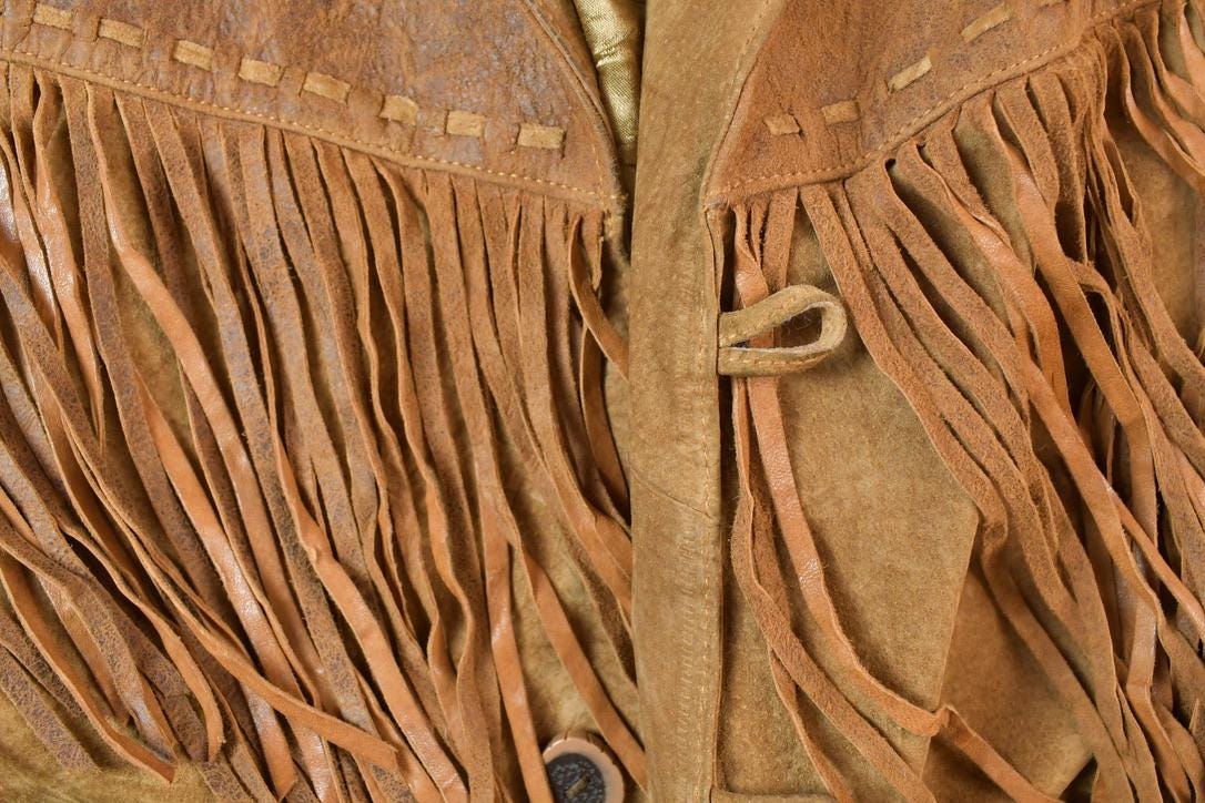 Vintage 1970s Scully Western Leather Fringed Cowboy Jacket Made In USA Men's Medium from propervintagecanada