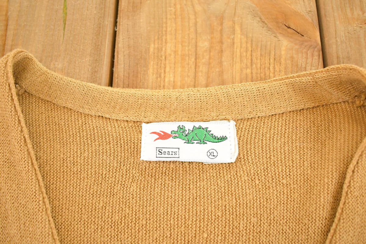 Vintage 1970s Sears Dragon Logo Knit Cardigan Sweater Men's M from propervintagecanada