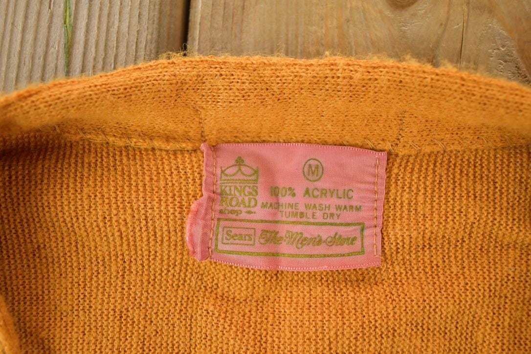 Vintage 1970s Sears Knit Perfect Mild Distress Cardigan Sweater Men's Medium from propervintagecanada