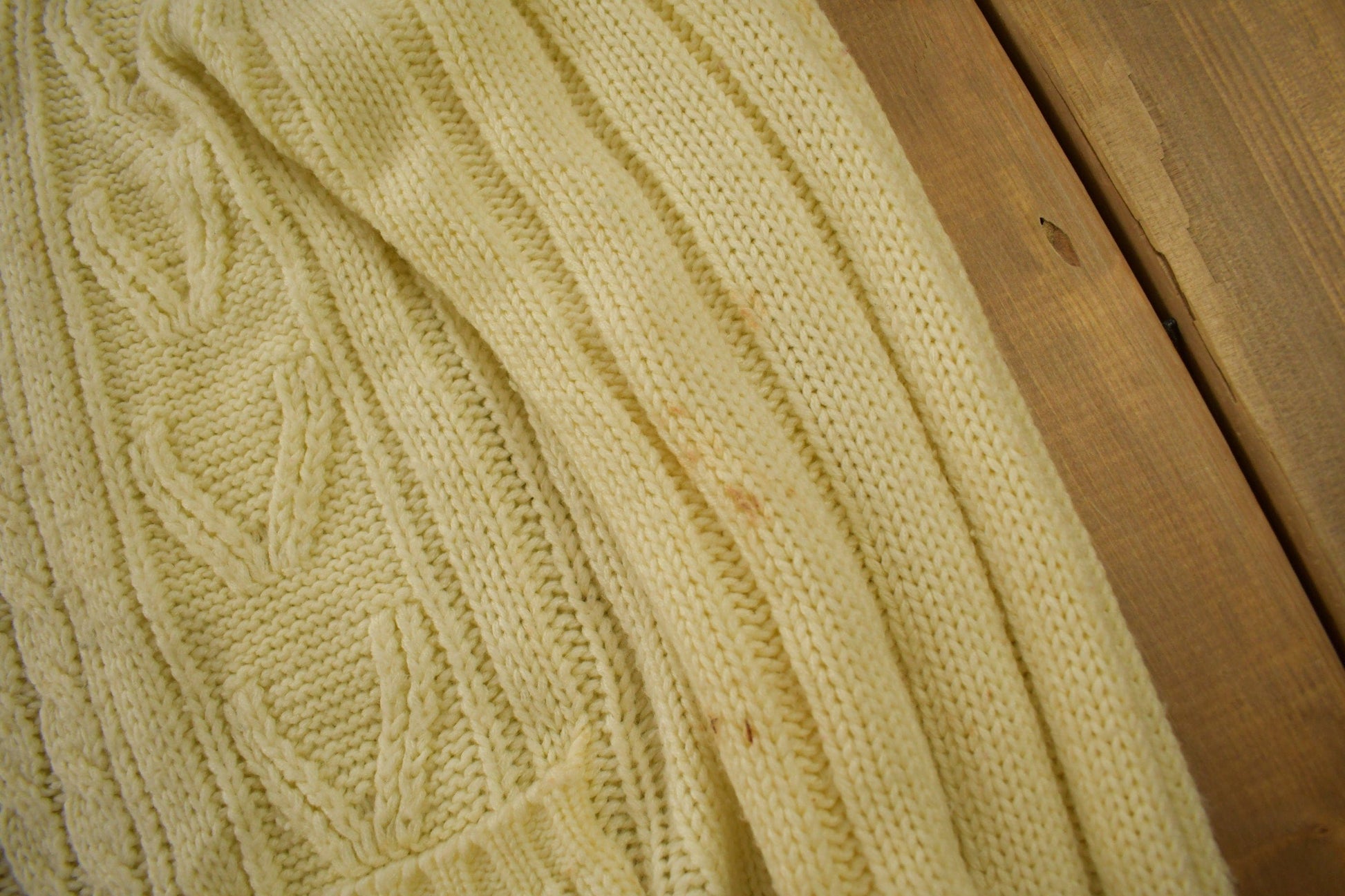 Vintage 1970s Sears Men's Sportswear 3D Cable Knit Cardigan Sweater from propervintagecanada