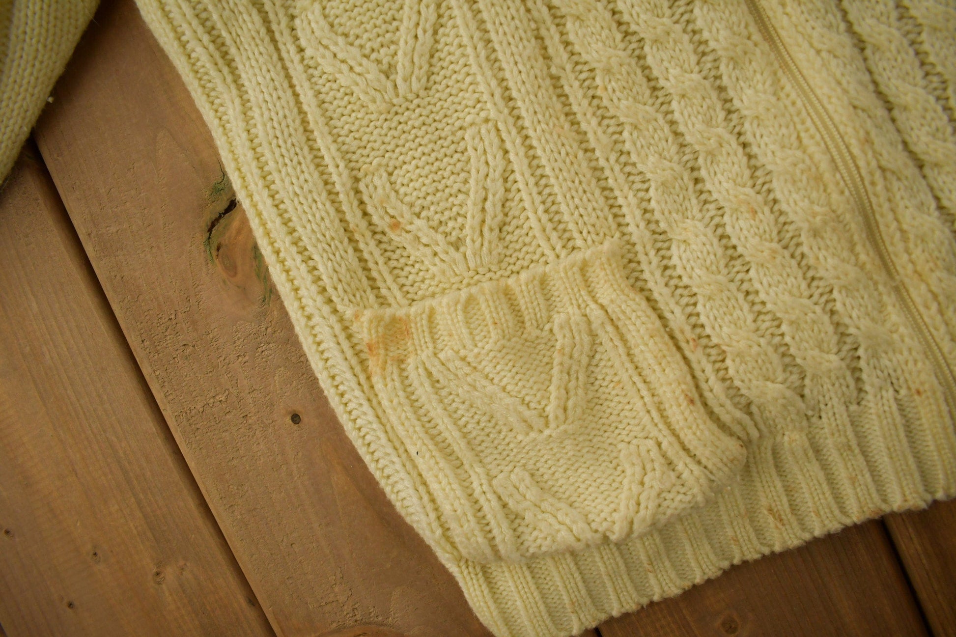 Vintage 1970s Sears Men's Sportswear 3D Cable Knit Cardigan Sweater from propervintagecanada