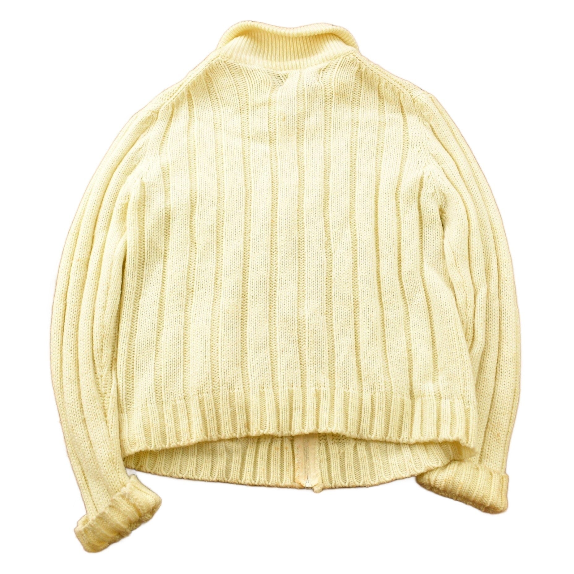 Vintage 1970s Sears Men's Sportswear 3D Cable Knit Cardigan Sweater from propervintagecanada