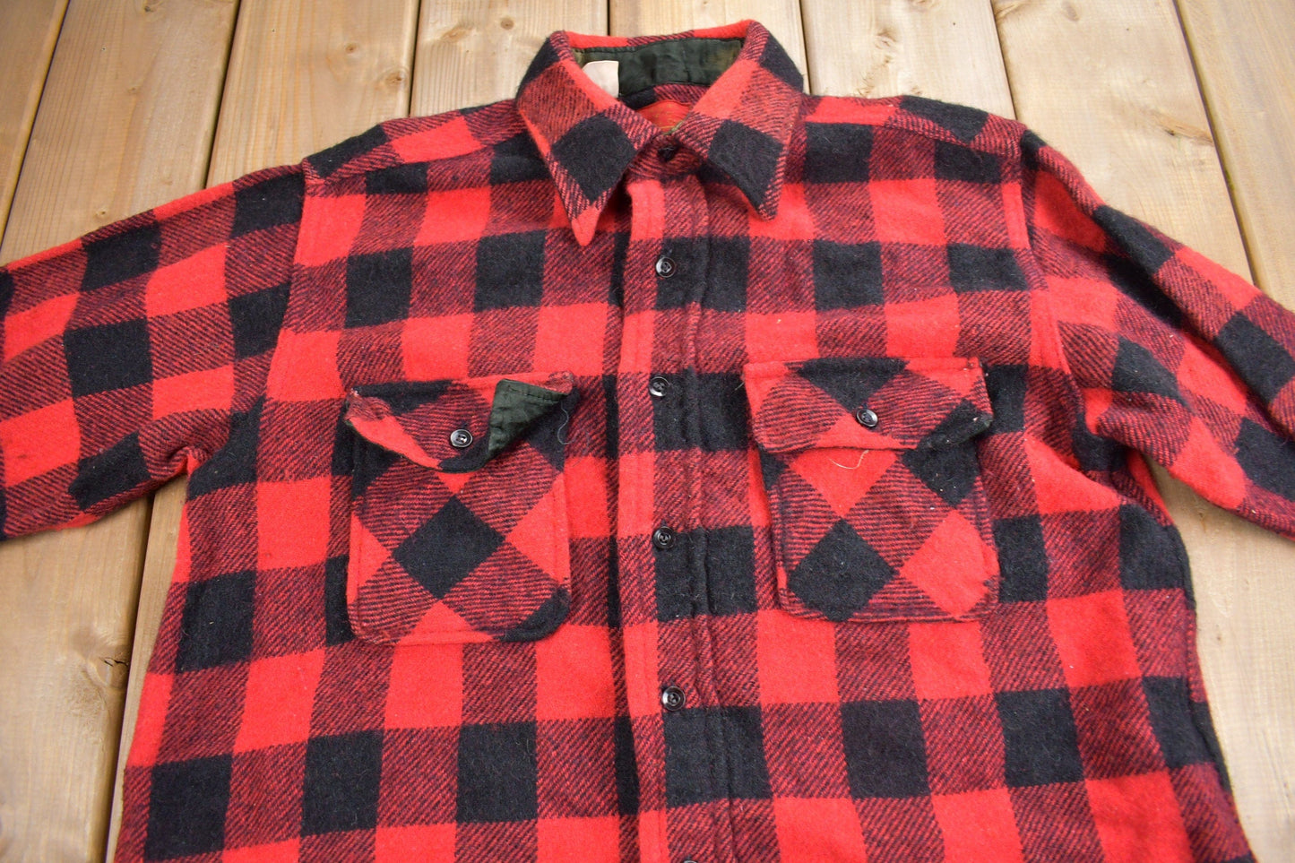 Vintage 1970s Sears Mens Store Buffalo Plaid Button Up Shirt Men's Large from propervintagecanada