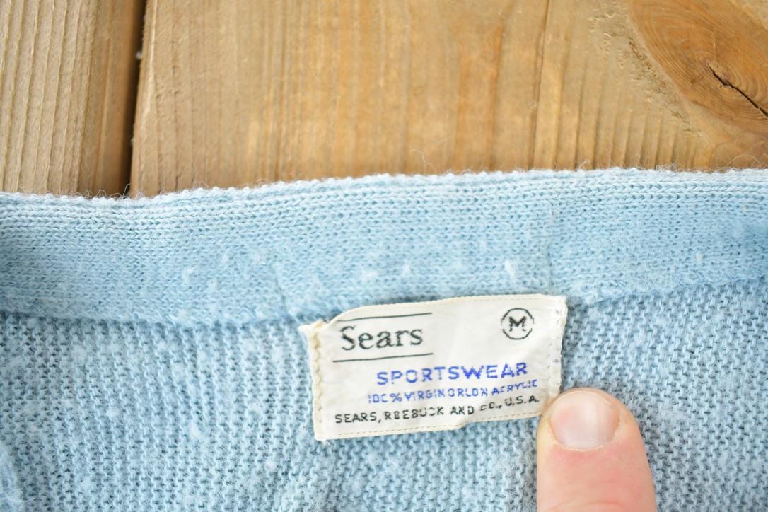 Vintage 1970s Sears Sportswear Knit Perfect Mild Distress Cardigan Sweater Men's Small from propervintagecanada