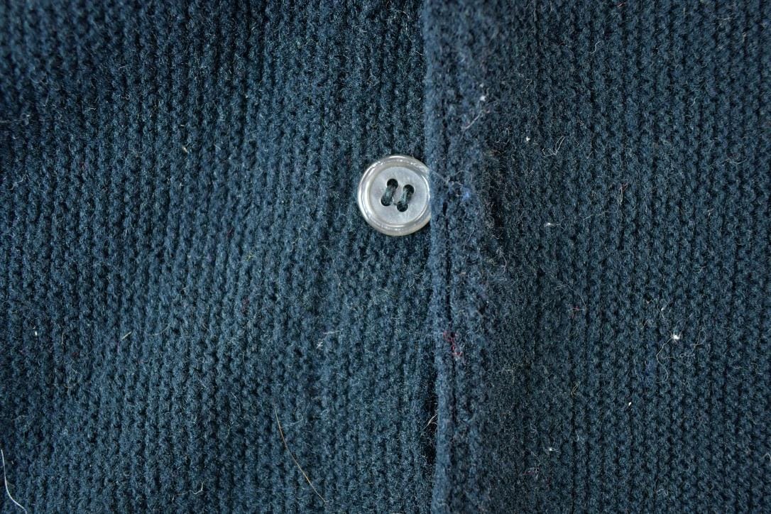 Vintage 1970s Sears Student Knit Perfect Mild Distress Cardigan Sweater Men's S from propervintagecanada