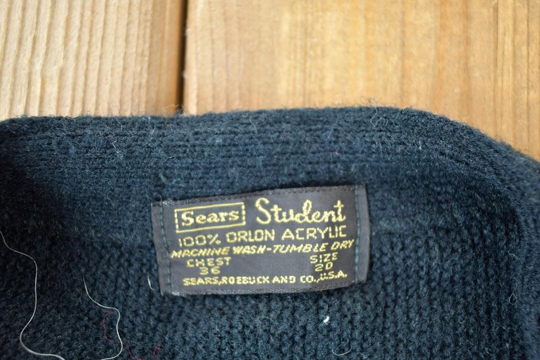 Vintage 1970s Sears Student Knit Perfect Mild Distress Cardigan Sweater Men's S from propervintagecanada