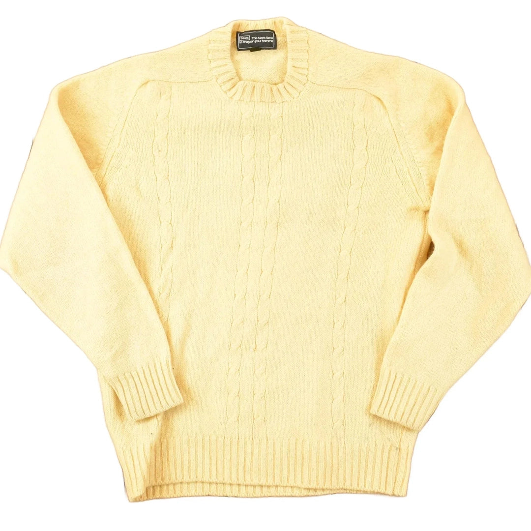 Vintage 1970s Sears The Mens Store Cable Knit Crewneck Sweater Men's S from propervintagecanada