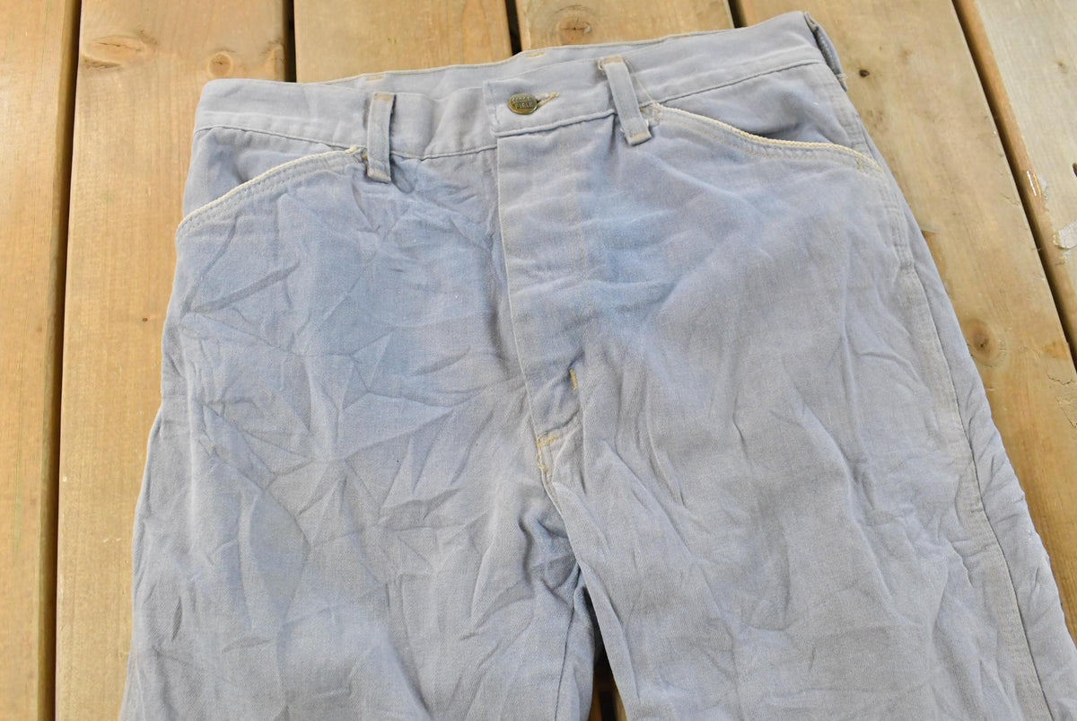 Vintage 1970s Sedgefield Distressed Flare Denim Blue Jeans 29 x 29.5 from propervintagecanada
