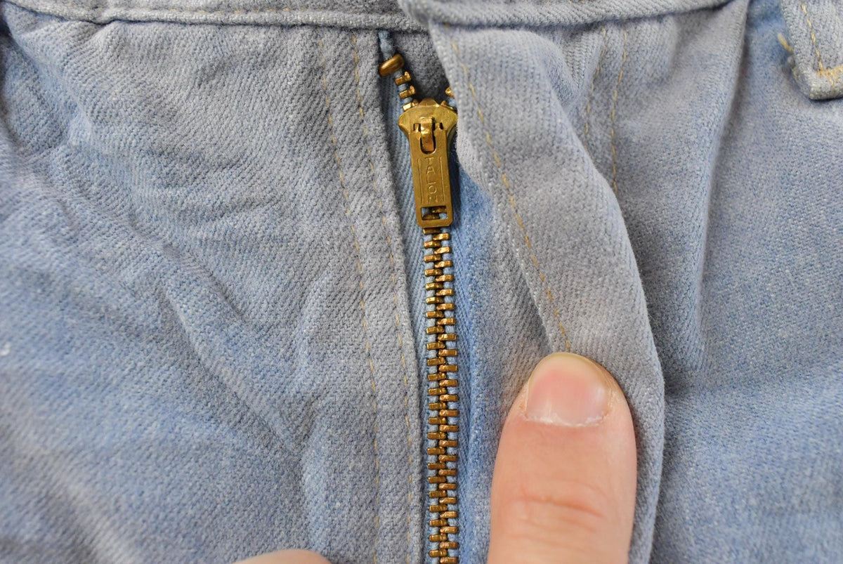 Vintage 1970s Sedgefield Distressed Flare Denim Blue Jeans 29 x 29.5 from propervintagecanada