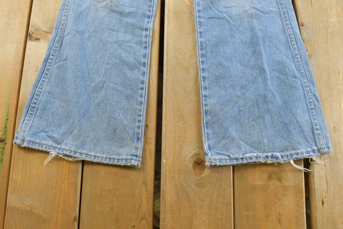 Vintage 1970s Sedgefield Distressed Flare Denim Blue Jeans 30 x 28.5 from propervintagecanada