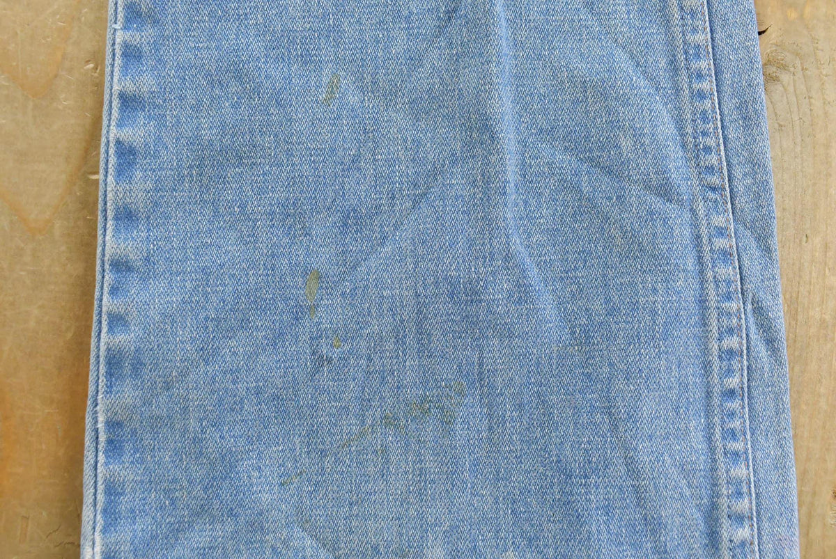 Vintage 1970s Sedgefield Distressed Flare Denim Blue Jeans 30 x 28.5 from propervintagecanada
