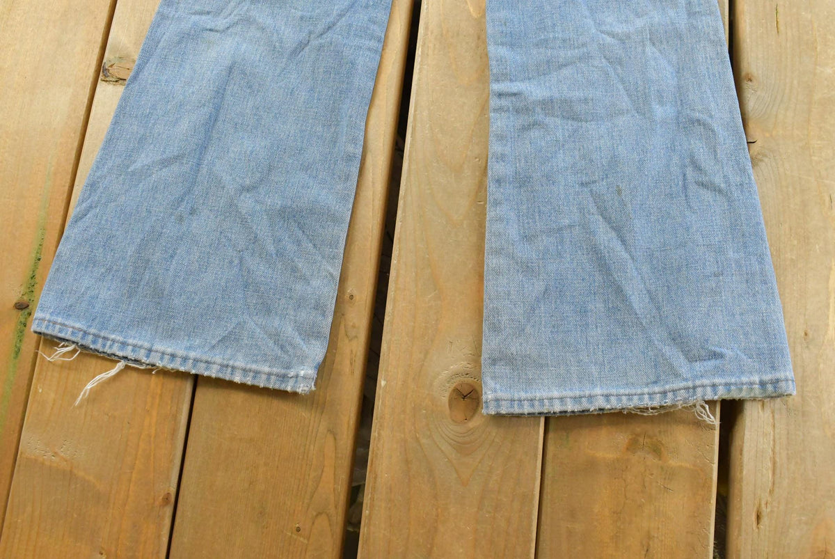 Vintage 1970s Sedgefield Distressed Flare Denim Blue Jeans 30 x 28.5 from propervintagecanada