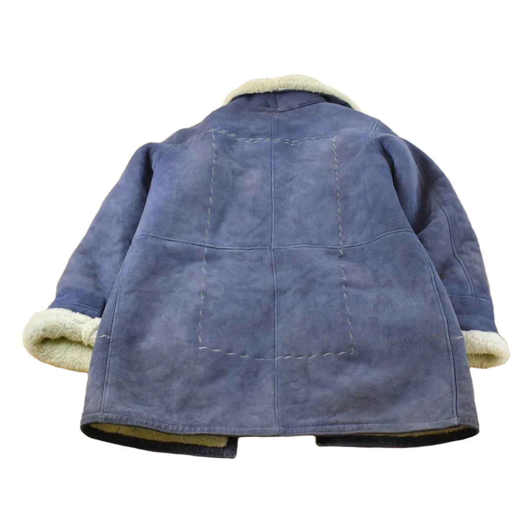 Vintage 1970s Shearling Suede Fur Coat Women's XL from propervintagecanada