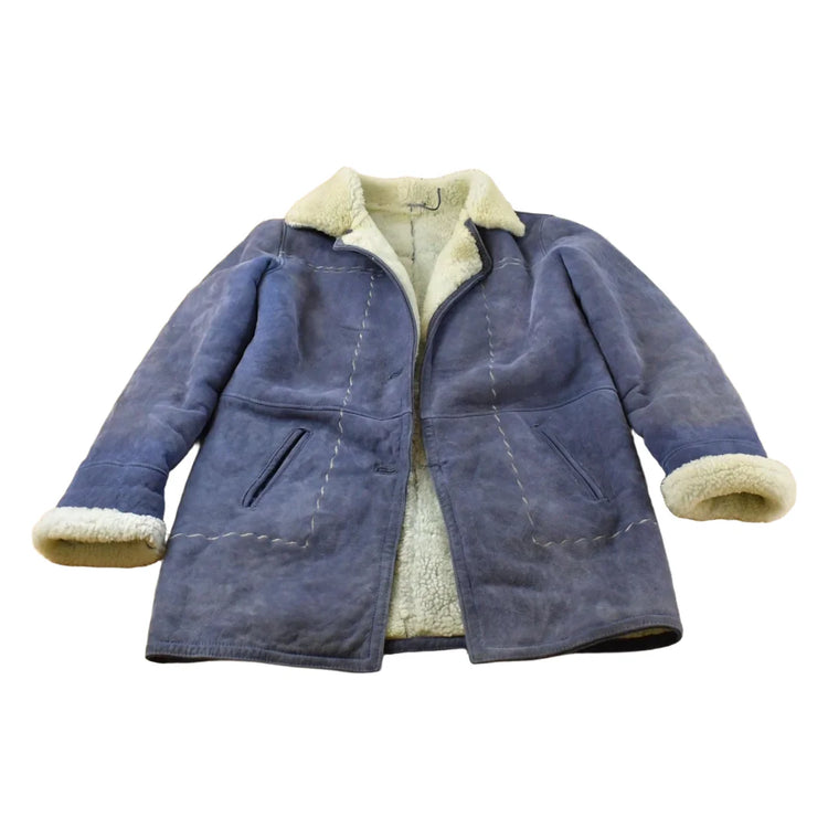 Vintage 1970s Shearling Suede Fur Coat Women's XL from propervintagecanada