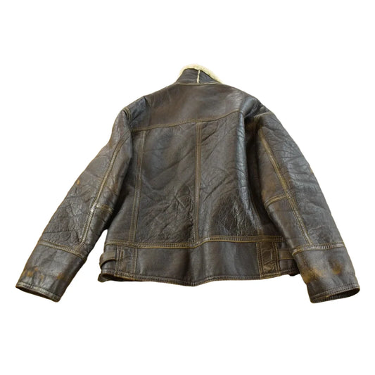Vintage 1970s Sheepskin Shearling Leather Fur Jacket Men's L from propervintagecanada