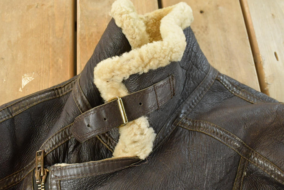 Vintage 1970s Sheepskin Shearling Leather Fur Jacket Men's L from propervintagecanada