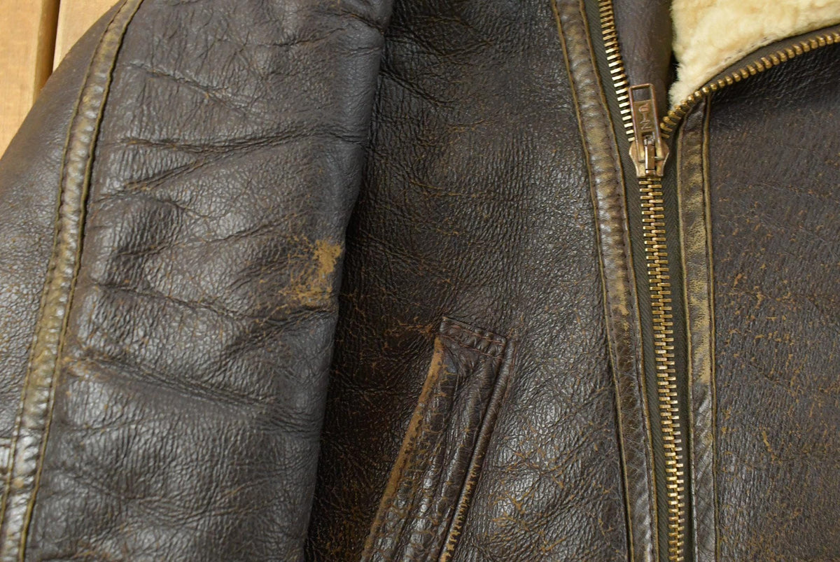 Vintage 1970s Sheepskin Shearling Leather Fur Jacket Men's L from propervintagecanada