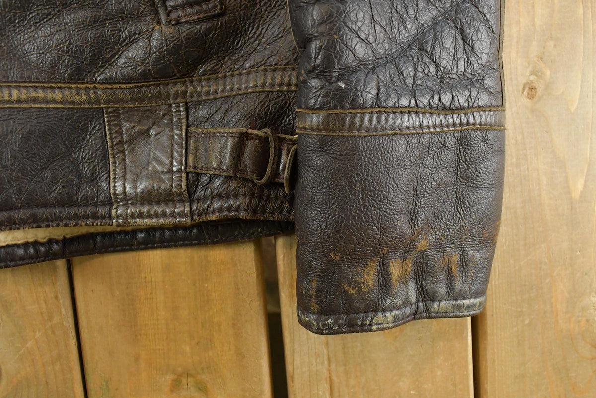 Vintage 1970s Sheepskin Shearling Leather Fur Jacket Men's L from propervintagecanada
