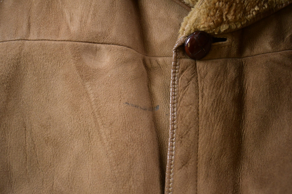 Vintage 1970s Sheepskin Shearling Leather Jacket from propervintagecanada