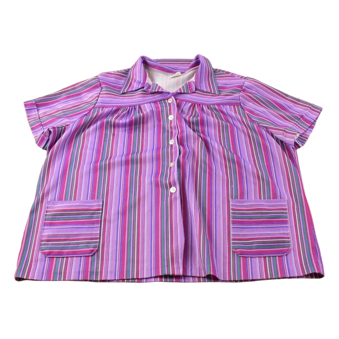 Vintage 1970s Short Sleeve Button Up Shirt Women's 2XL from propervintagecanada
