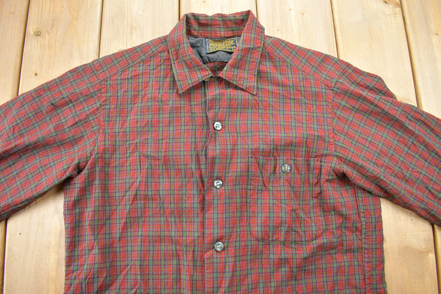Vintage 1970s Sir Pendleton Plaid Button Up Board Shirt Men's Medium from propervintagecanada