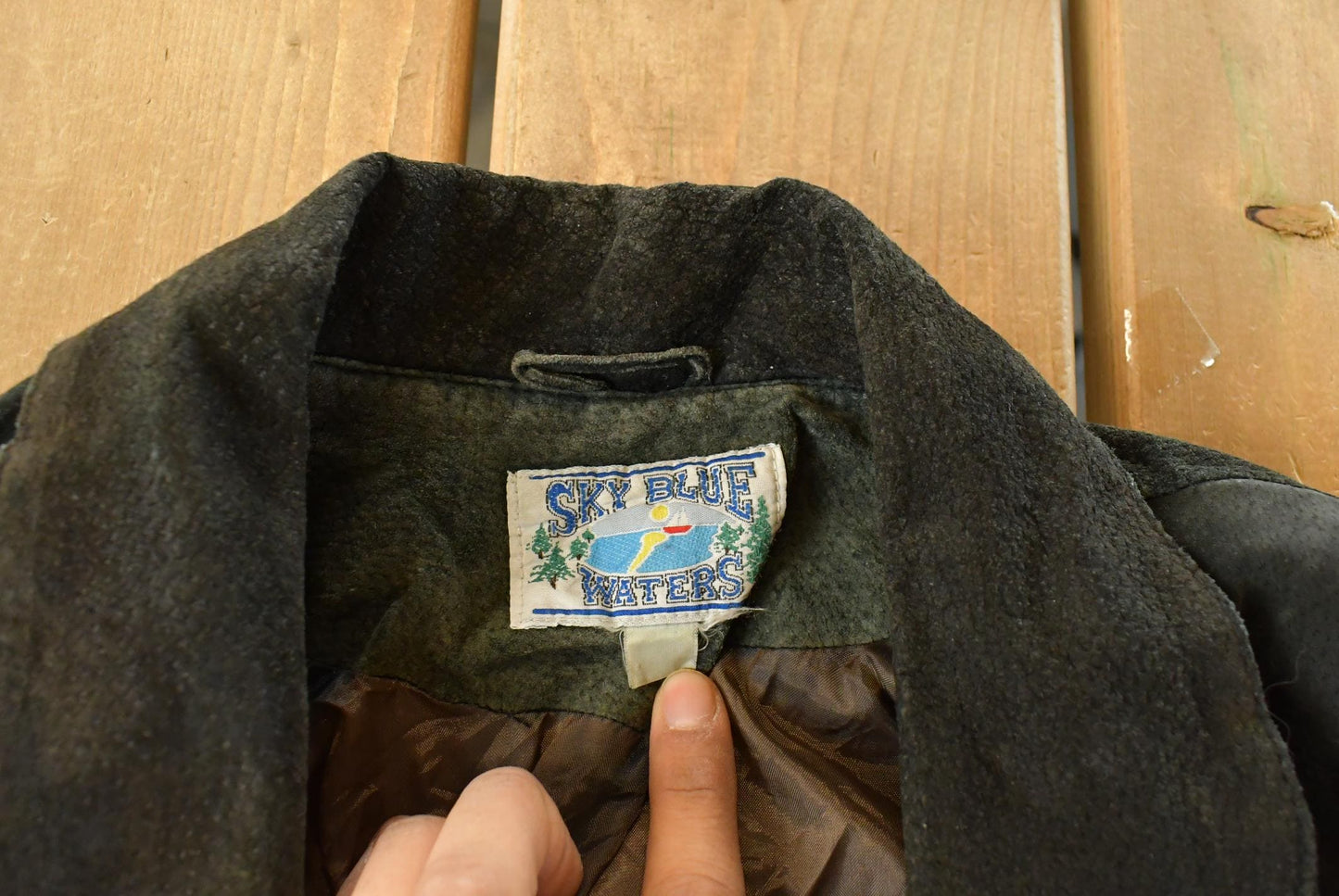 Vintage 1970s Sky Blue Waters Leather Suede Western Fringe Jacket Women's Large / Fall Outerwear Leather Coat / Black Jacket / Tassles from propervintagecanada