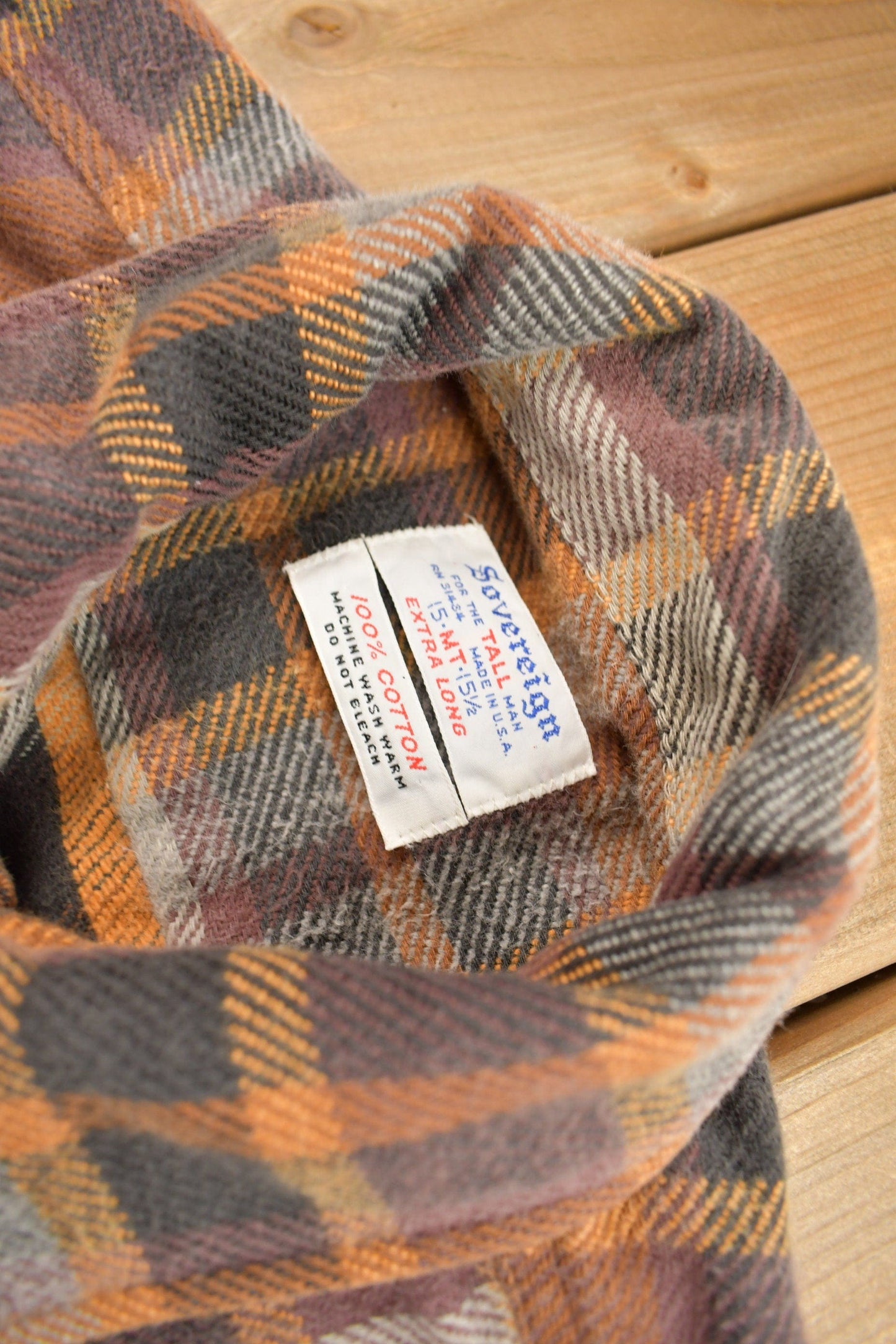 Vintage 1970s Sovereign Plaid Flannel Button Up Shirt Men's XL from propervintagecanada