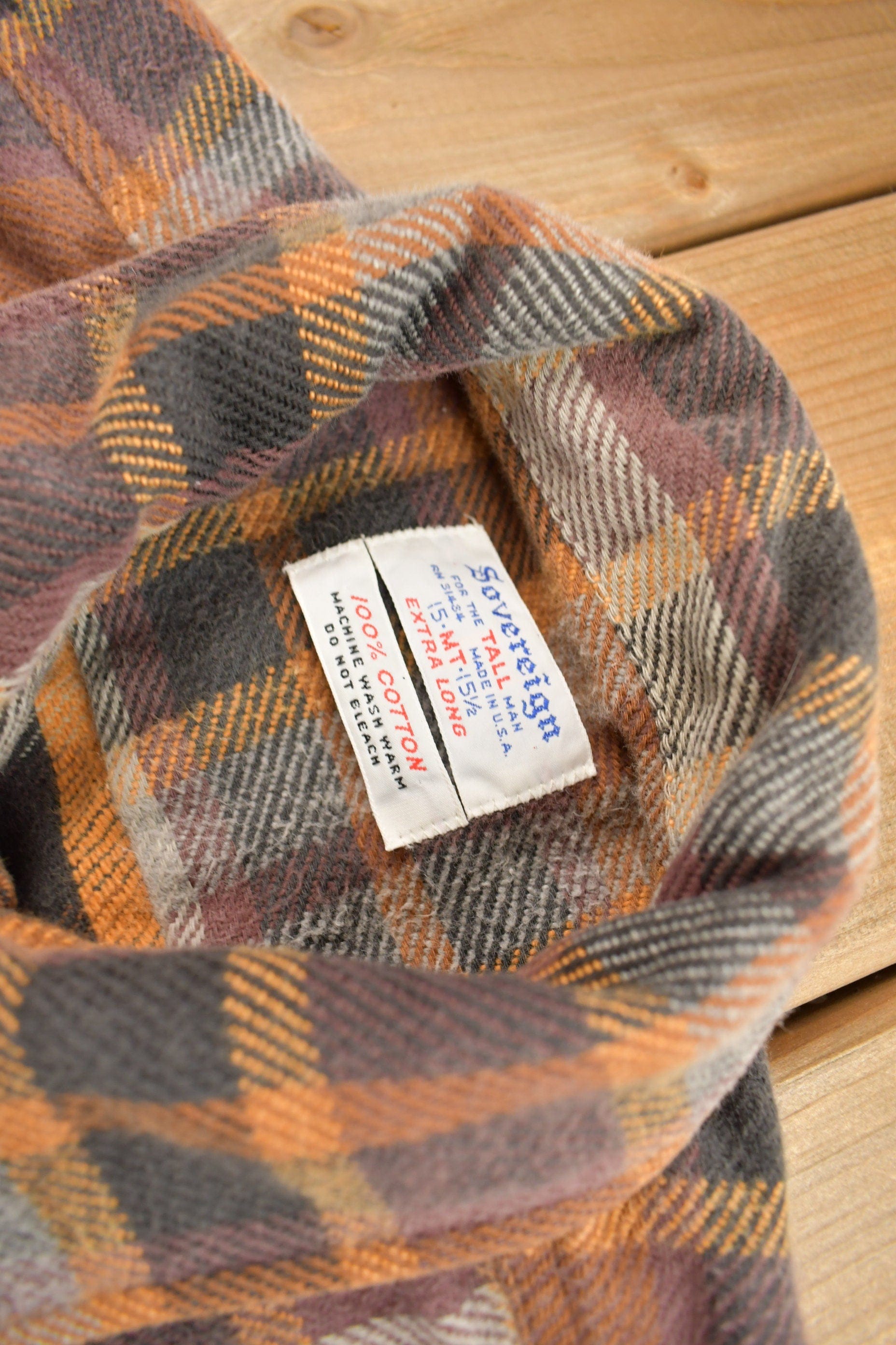 Vintage 1970s Sovereign Plaid Flannel Button Up Shirt Men's XL from propervintagecanada