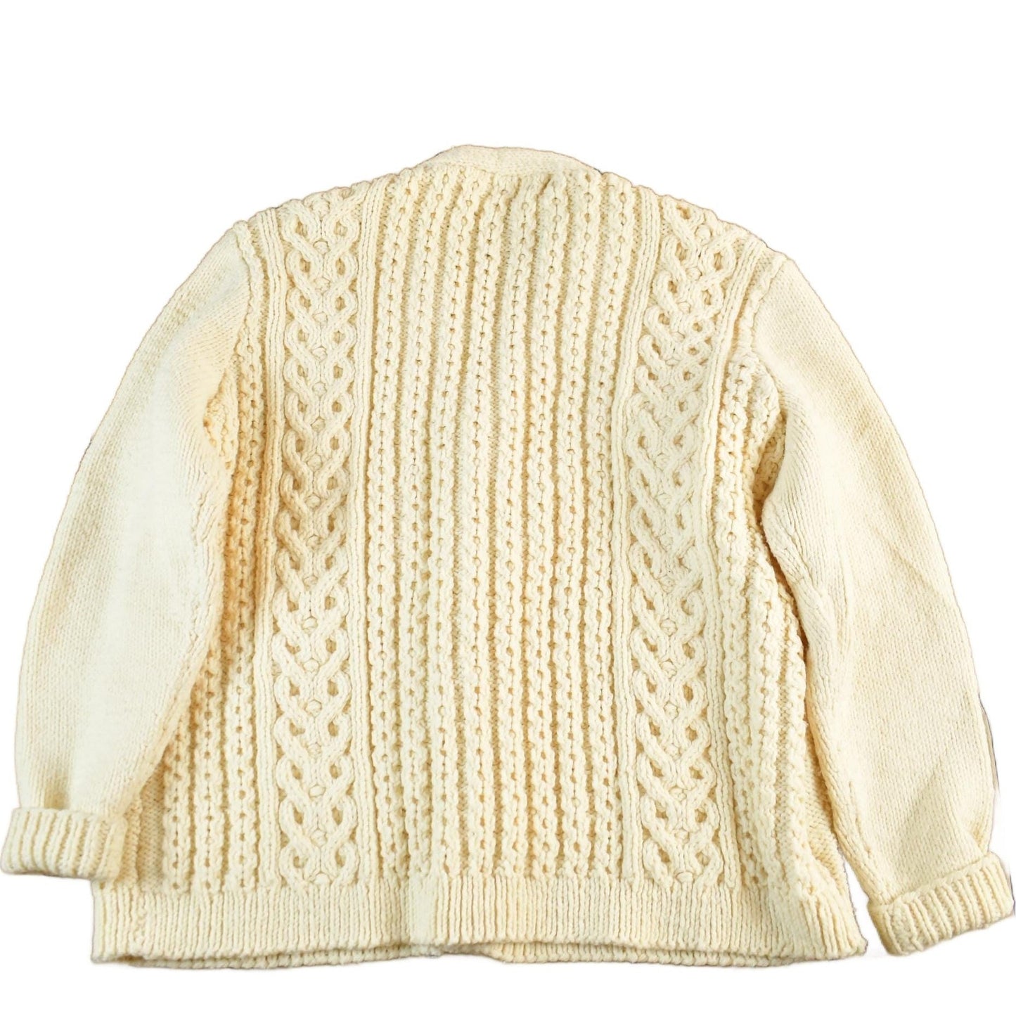 Vintage 1970s Specially Hand Made by Mother Cable Hand Knit Wool Cardigan Sweater Women's Medium from propervintagecanada