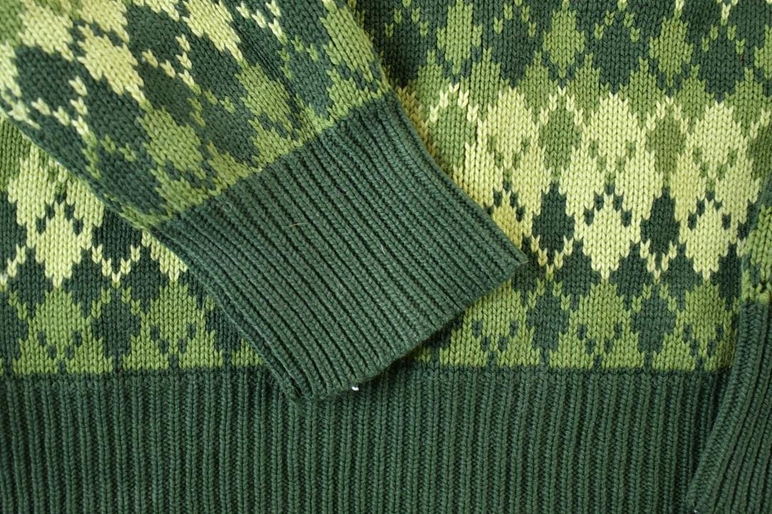 Vintage 1970s ST Leger Argyle Knit Abstract Pattern Crewneck Sweater Men's Small from propervintagecanada