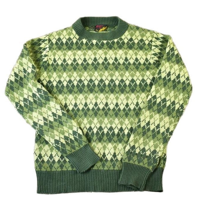 Vintage 1970s ST Leger Argyle Knit Abstract Pattern Crewneck Sweater Men's Small from propervintagecanada