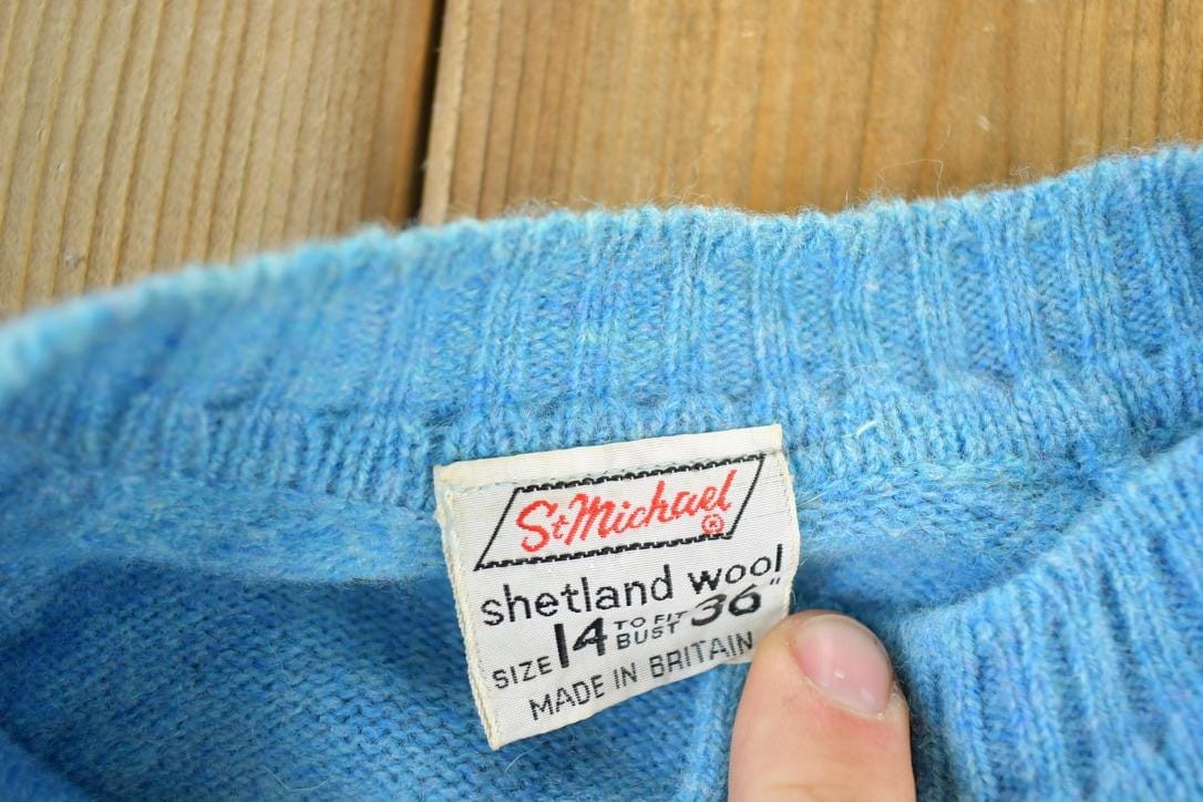 Vintage 1970s St Michaels Shetland Wool Knit Cardigan Sweater Women's S