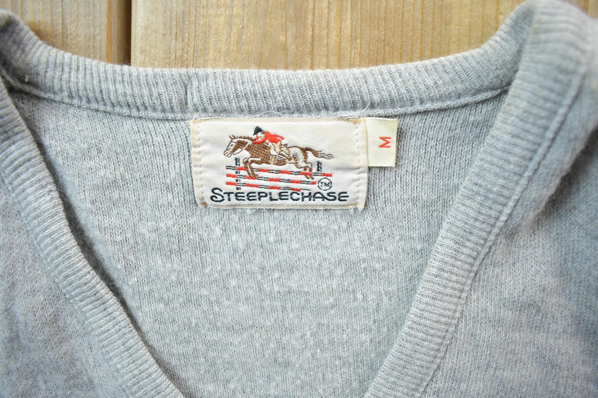 Vintage 1970s Steeple Chase Knit V- Neck Sweater from propervintagecanada
