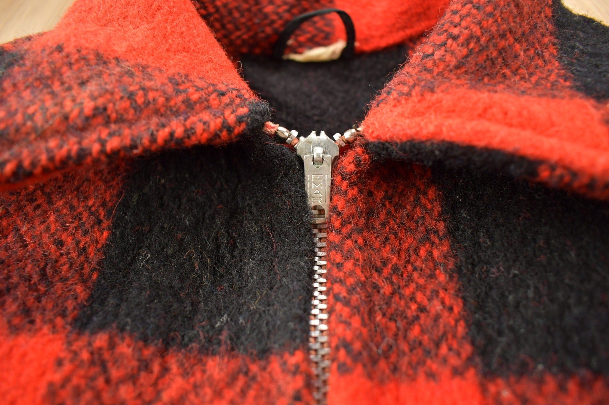 Vintage 1970s Storm Hero Wool Buffalo Plaid Zip Up Jacket Men's Large from propervintagecanada