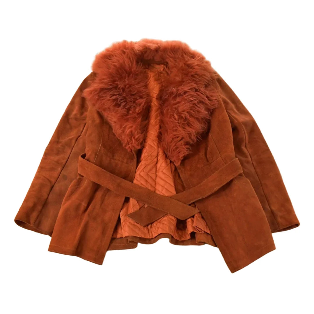 Vintage 1970s Suede Leather Faux Fur Penny Lane Style Coat Women's Small from propervintagecanada