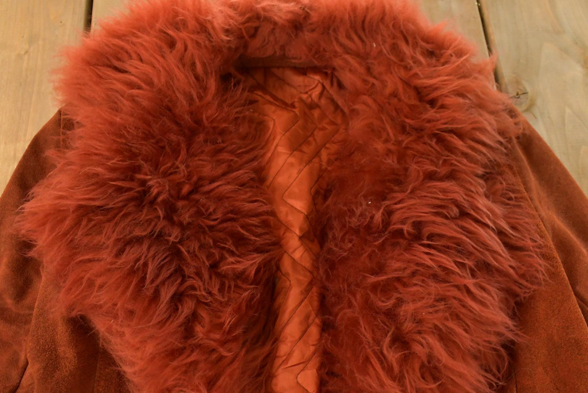 Vintage 1970s Suede Leather Faux Fur Penny Lane Style Coat Women's Small from propervintagecanada
